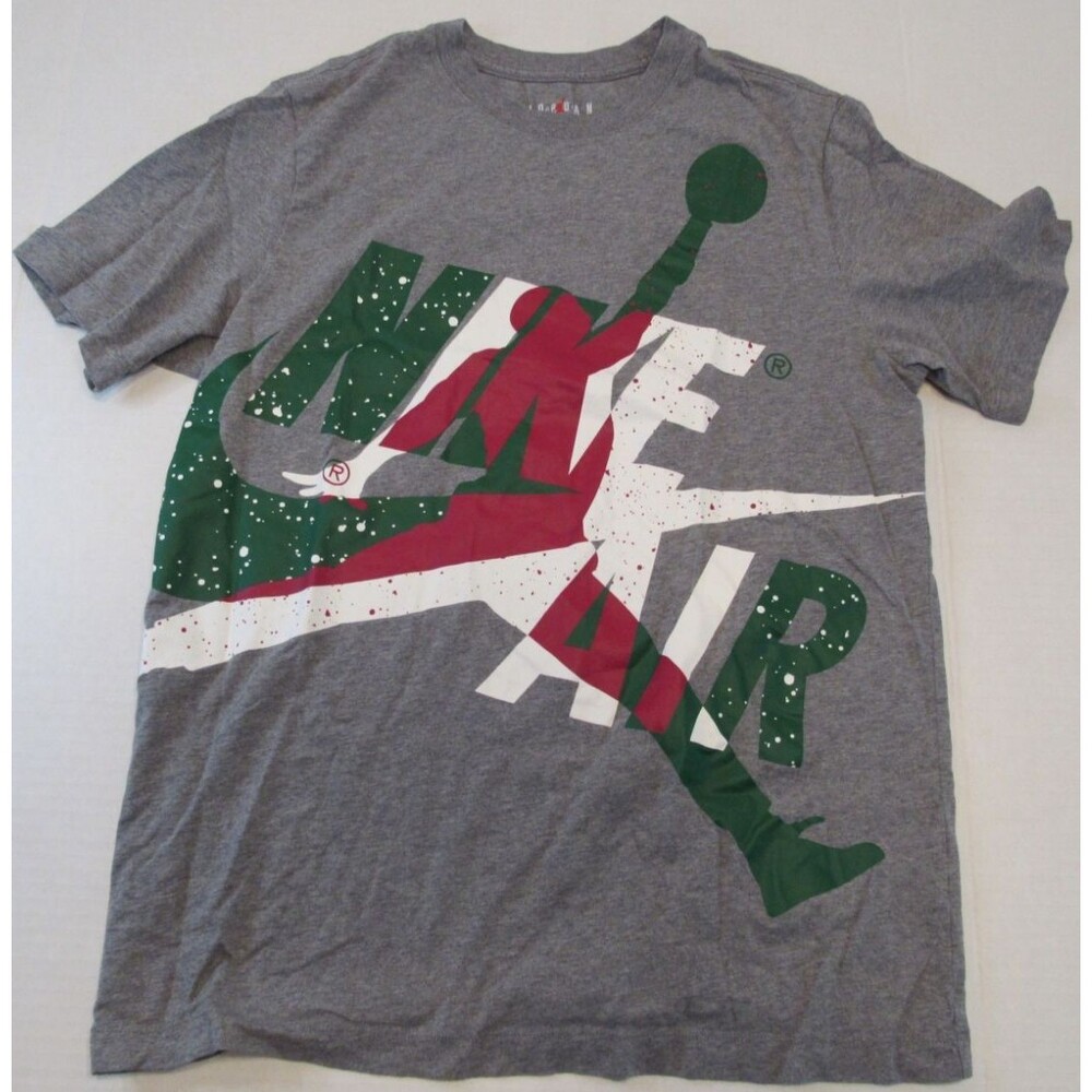 Air Jordan Nike Short Sleeve Gray/Green/Maroon/White T Shirt Size Medium